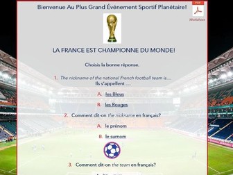 French Football Worksheets + web page