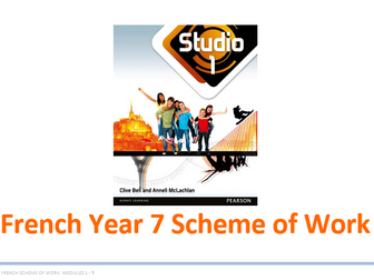 Year 7 French Scheme of Work (Whole year and  detailed - based on Studio 1)