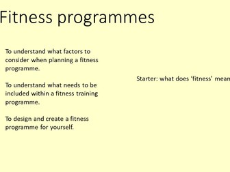 Designing a fitness programme