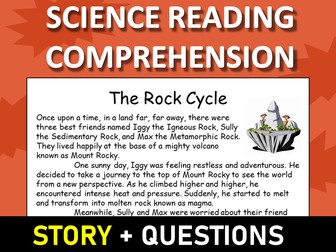 The Rock Cycle Reading Science Story Comprehension Questions Worksheet