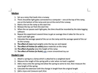 Edexcel iGCSE Physics All Practicals Paper 1