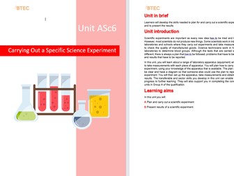 Pearson ASc6 BTEC Carrying Out a Specific Experiment