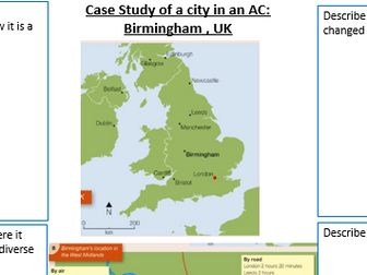 GCSE Geography OCR B: SOW Urban Futures- Case Study City in an AC