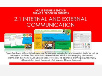 IGCSE Business Edexcel Theme 2 – 2.1 Internal and External communication