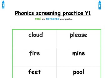 Phonics screening check practice pack (real and nonsense words)