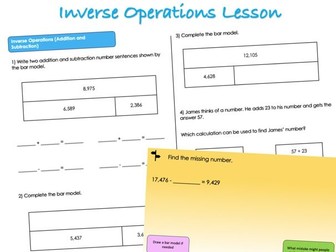 Year 5 Addition and Subtraction - Inverse Operations Lesson