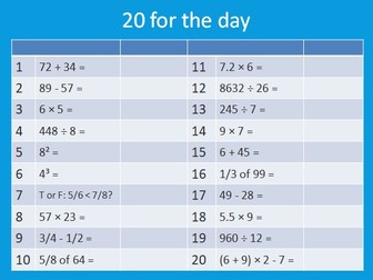 Year 6 Daily Maths Arithmetic Questions