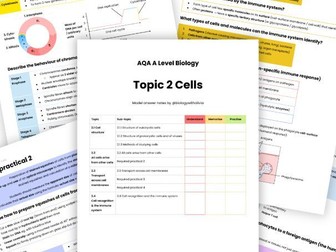 NEW Topic 2 Cells model answer revision notes AQA A Level Biology