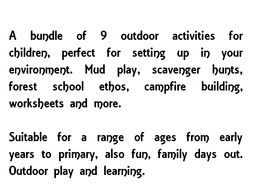 Pack of 9 outdoor activities