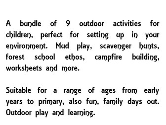 Pack of 9 outdoor activities
