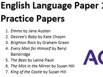 AQA GCSE English Language Paper 1 Practice Papers (7 complete papers Q1-5)