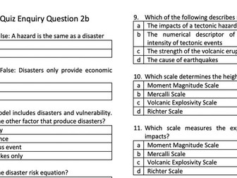 ALevel Geography EQ1 Tectonics Content Questions