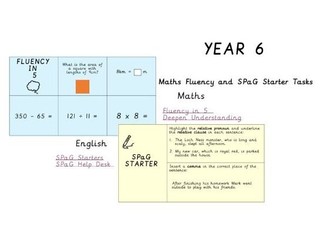 Year 6 Maths and English Starter Tasks