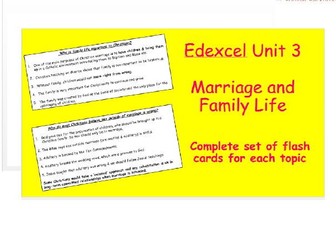 Edexcel Christianity Unit 3 Marriage and Family Life Flash Cards