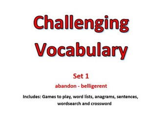 Activities for Challenging Vocabulary (Set 1) 11+, Upper KS2 and KS3
