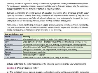 BTEC Enterprise - Component 1 - Literacy & Reading homeworks