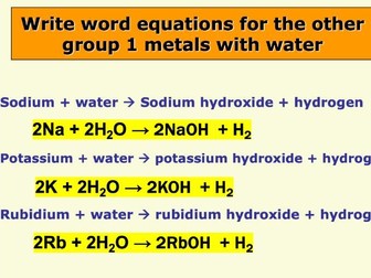Reactions of Group 1 metals powerpoint