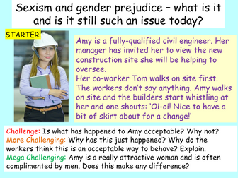 Sexism, Gender + Prejudice PSHE