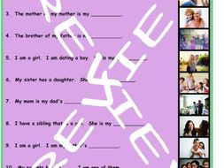 Family Members 3 Photo Worksheet Set