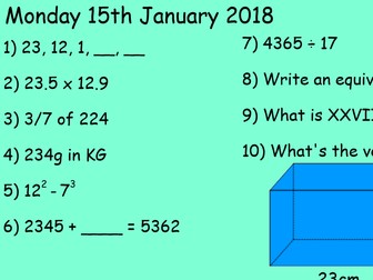 Early Bird Maths - 10 Minutes 10 Questions Maths Starters