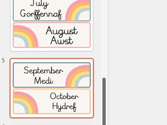 Months of the year / days of the week - Welsh and English Classroom display (pastel)