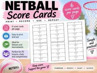 Netball Score Card Template