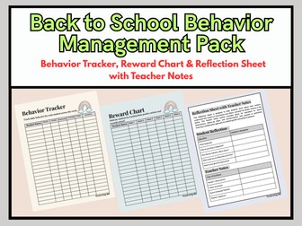Back to School Behavior Management Pack (3 Sheets)