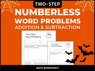 Two Step  Numberless Word Problems Halloween