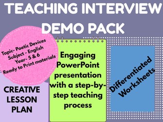 Teaching Interview Demo Pack| Poetic Devices| Year 6 How to prepare for a demo lesson?