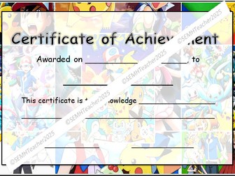Pokemon Certificate of Achievement