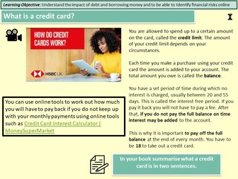 KS4 PSHE - Debt, Online Risks, Credit Cards, Debt, Payday Loans, Loan Sharks. 37 Slide PPT, 2 hours