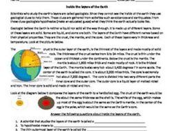 Inside the earth, the layers of the earth reading and questions