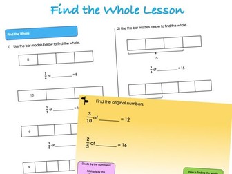 Year 5 Fractions (B) - Find the Whole Lesson