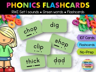 RWI Set 1 Green Word Flashcards for Phonics Mastery: Practice Decoding Sounds and Reading