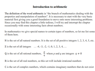 Basic Arithmetic Revision sheet (GCSE + Alevel)