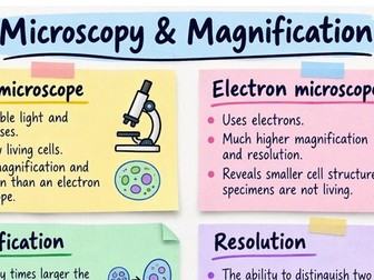 Microscopy & Magnification Revision Sticky Notes | GCSE Biology | Printable PDF