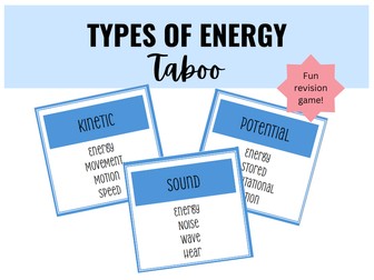 Types of Energy Taboo Revision Game