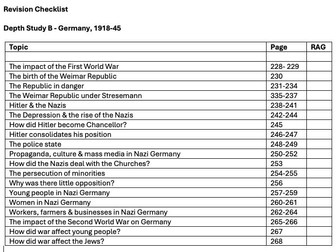 Revision Checklist - Depth Study B (Germany) - iGCSE History