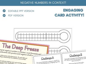 Negative Numbers (Temparatures) | Card Task Activity | Place Value