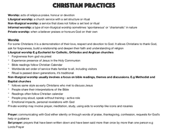 Christian Practices Revision Notes AQA Religious Studies A GCSE