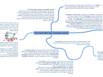 A level Gaseous exchange in Mammals Fish and Insects