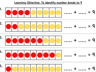 Year 1 Number Bonds to 9 | Fluency Worksheets