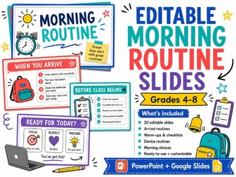 20 Editable Morning Routine Slides for Classroom