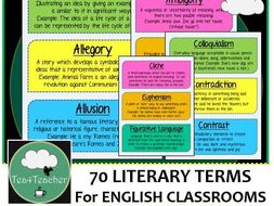 Literary Terms & Vocabulary for English Classrooms x100 Frieze ...