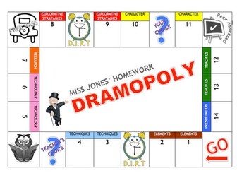 "Dramopoly" Homework Board