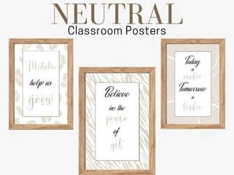 Classroom Decor Bundle, Boho Neutral Classroom Decor Elementary Posters, PRINTABLE Growth Mindset