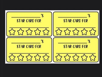 Star Cards- Behaviour management