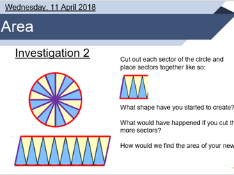 Area and circumference of circles lesson