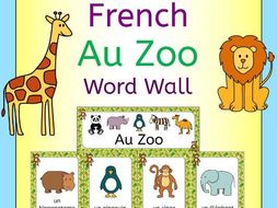 French Au Zoo - zoo animals word wall