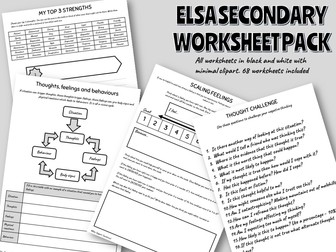 ELSA Secondary emotional worksheet pack